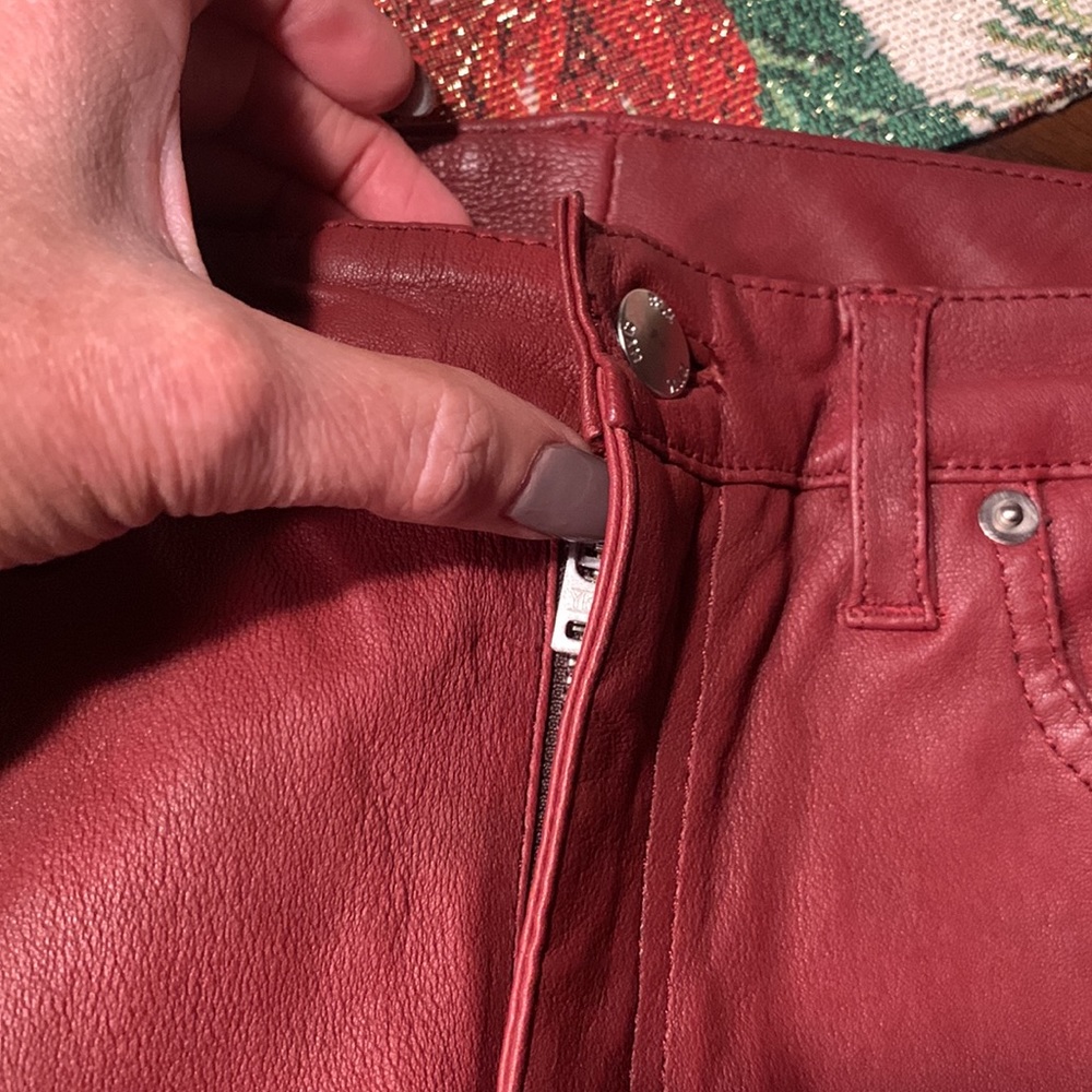 BLK DNM Burgundy Red Leather Skinny Pants sz 28 - Picture 11 of 11